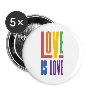 LGBTQ Pride Month - Love is Love - Buttons large 2.2''/56 mm (5-pack) - white - Front