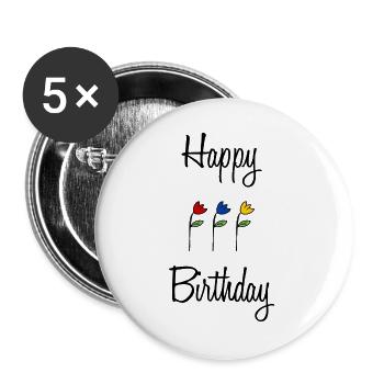 ALLES GUTE ZUM GEBURTSTAG. ALLES GUTE ZUM GEBURTSTAG. JAHRESTAG. - Buttons groß 56 mm (5er Pack) - Weiß - Vorne