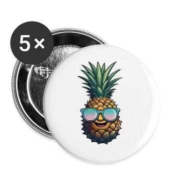 Pineapple Pineapple Cool Sunglasses Gift - Buttons large 2.2''/56 mm (5-pack) - white - Front