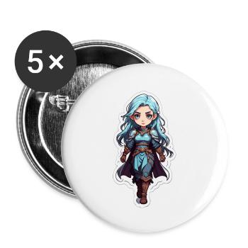 Mittelalterliche Fantasy-Assassine - Buttons groß 56 mm (5er Pack) - Weiß - Vorne