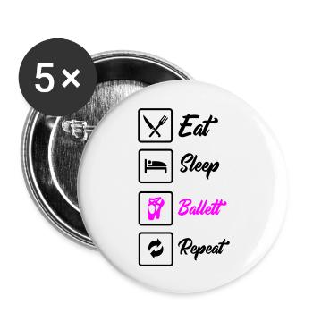 Manger dormir Ballet Répéter - Lot de 5 grands badges (56 mm) - blanc - Devant