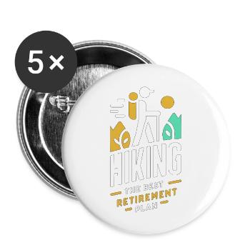 Wandern Der beste Ruhestandsplan - Buttons groß 56 mm (5er Pack) - Weiß - Vorne