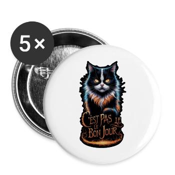 Angry cat - not on the right day - Buttons large 2.2''/56 mm (5-pack) - white - Front