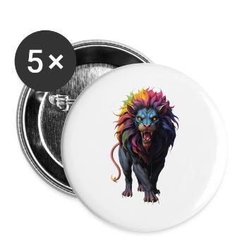 Multicolored Lion - Buttons large 2.2''/56 mm (5-pack) - white - Front