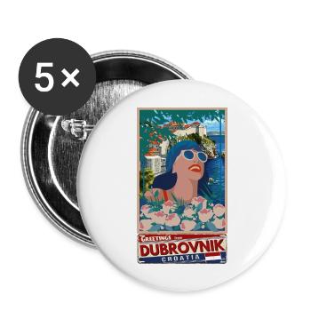 Croatie Croatie Hrvatska voyage été dubrovnik - Lot de 5 grands badges (56 mm) - blanc - Devant