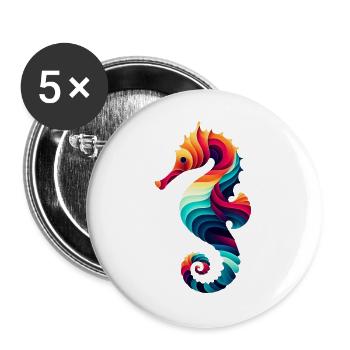 Seahorse - Buttons large 2.2''/56 mm (5-pack) - white - Front