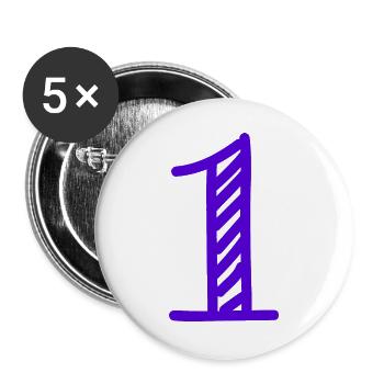 1. 1 Jahr. 1. JAHRESTAG. 1-JÄHRIGES JUBILÄUM - Buttons groß 56 mm (5er Pack) - Weiß - Vorne
