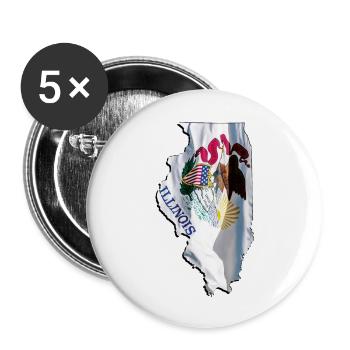 Illinois (États-Unis) | Drapeau réel | Carte des drapeaux - Lot de 5 grands badges (56 mm) - blanc - Devant