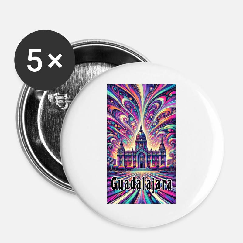 Guadalajara Mexico art design - Buttons large 2.2''/56 mm (5-pack) - white