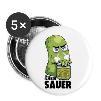 Ich bin sauer Gurke frustriert Statement - Buttons groß 56 mm (5er Pack) - Weiß - Vorne