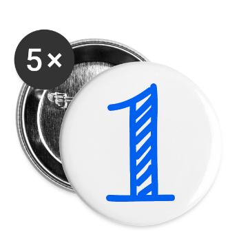 1. 1 Jahr. 1. JAHRESTAG. 1-JÄHRIGES JUBILÄUM - Buttons groß 56 mm (5er Pack) - Weiß - Vorne