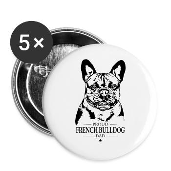 French Bulldog Dad Dog Dog Frenchie Wilsigns - Buttons large 2.2''/56 mm (5-pack) - white - Front
