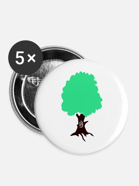 baum - Buttons groß 56 mm (5er Pack) - Weiß