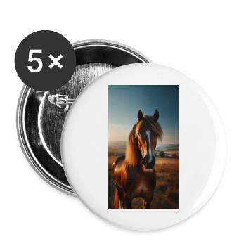 Cheval - Lot de 5 grands badges (56 mm) - blanc - Devant