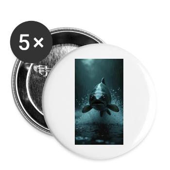 A jumping salmon (fish) - Buttons large 2.2''/56 mm (5-pack) - white - Front