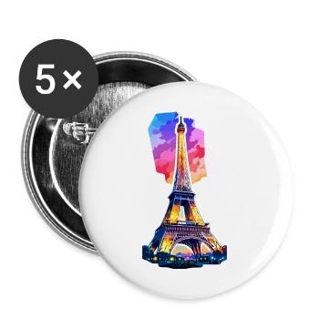 Eiffel Tower #4 - Buttons large 2.2''/56 mm (5-pack) - white - Front