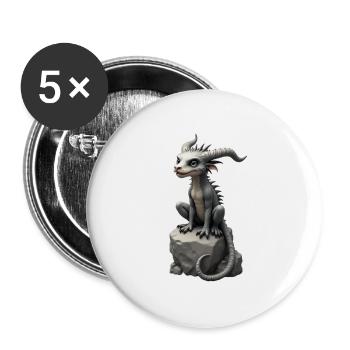 Monster on Stone 2 - Buttons groß 56 mm (5er Pack) - Weiß - Vorne