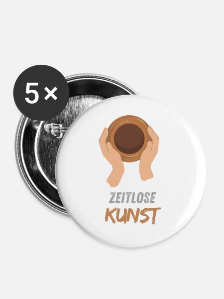 Zeitlose Kunst: Keramik, die bleibt - Buttons groß 56 mm (5er Pack) - Weiß