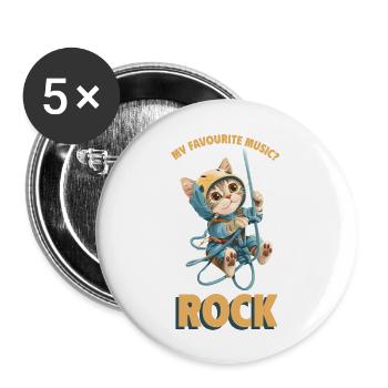 My favourite music? Rock Climbing Cute Cat - Buttons large 2.2''/56 mm (5-pack) - white - Front