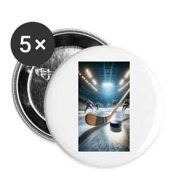 Eishockey - Buttons groß 56 mm (5er Pack) - Weiß - Vorne