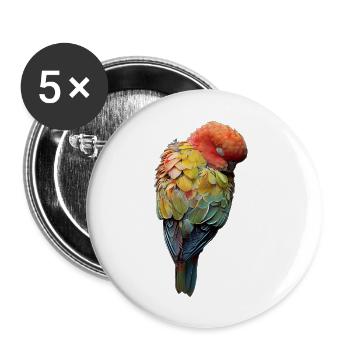 Papagei - Buttons groß 56 mm (5er Pack) - Weiß - Vorne