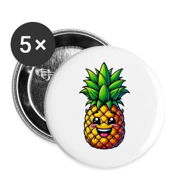 Ananas - Lot de 5 grands badges (56 mm) - blanc - Devant