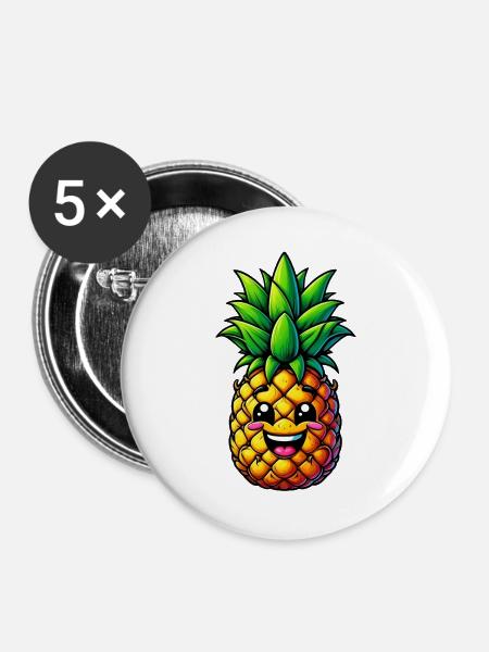 Ananas - Buttons groß 56 mm (5er Pack) - Weiß