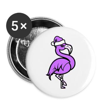 Flamingo Comique Noël - Lot de 5 grands badges (56 mm) - blanc - Devant