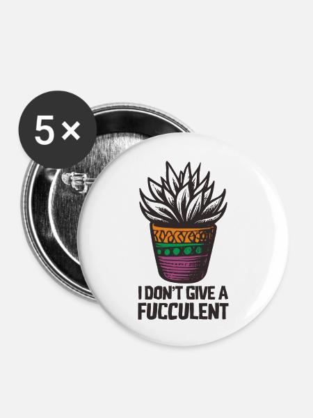 Fukkulente - Buttons groß 56 mm (5er Pack) - Weiß