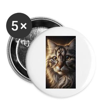 Cat Portrait - Buttons large 2.2''/56 mm (5-pack) - white - Front