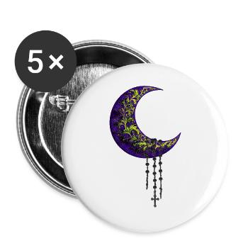 Mondsichel, Gothic motiv, schlafzimmer deko - Buttons groß 56 mm (5er Pack) - Weiß - Vorne