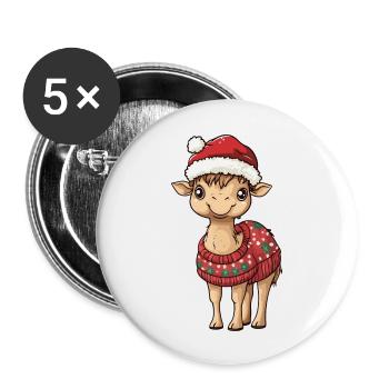 Bande dessinée de Noël à dos de chameau - Lot de 5 grands badges (56 mm) - blanc - Devant