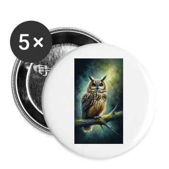 Eule im Aquarell - Buttons groß 56 mm (5er Pack) - Weiß - Vorne