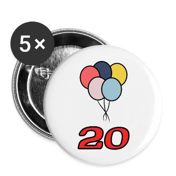 20. 20 YEARS. 20th ANNIVERSARY. 20 YEARS ANNIVERSARY. - Buttons large 2.2''/56 mm (5-pack) - white - Front