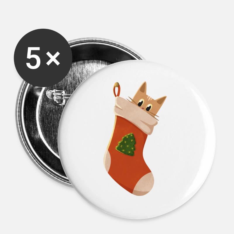 Cute kitten in boots - Buttons large 2.2''/56 mm (5-pack) - white
