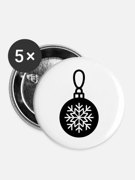 Weihnachtskugel - Buttons groß 56 mm (5er Pack) - Weiß