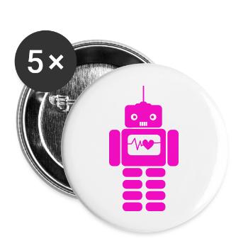 Roboter Heart Love - Buttons groß 56 mm (5er Pack) - Weiß - Vorne