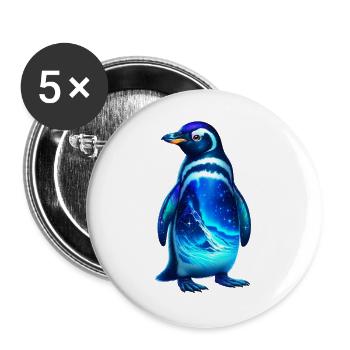 Pingouin - Lot de 5 grands badges (56 mm) - blanc - Devant