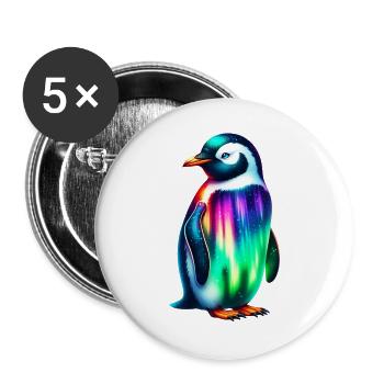 Pingouin - Lot de 5 grands badges (56 mm) - blanc - Devant
