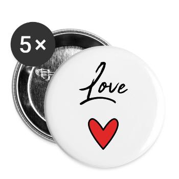 ICH LIEBE DICH. ICH LIEBE DICH. LIEBE. PAAR. GERADE VERHEIRATET. - Buttons groß 56 mm (5er Pack) - Weiß - Vorne