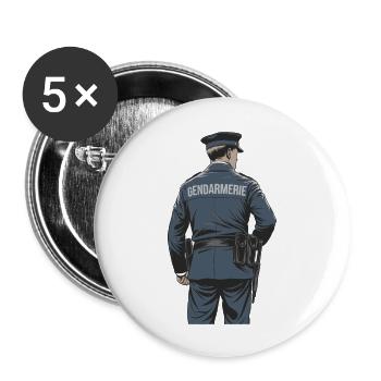 Gendarmerie - Lot de 5 grands badges (56 mm) - blanc - Devant