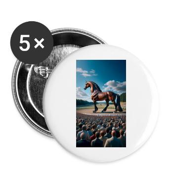 Cheval au trot - Lot de 5 grands badges (56 mm) - blanc - Devant