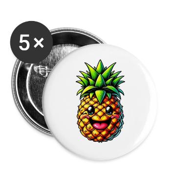 Ananas - Buttons groß 56 mm (5er Pack) - Weiß - Vorne