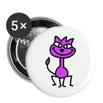 Pretty Cat Looking Happy Cheerful Smiling - Buttons large 2.2''/56 mm (5-pack) - white - Front