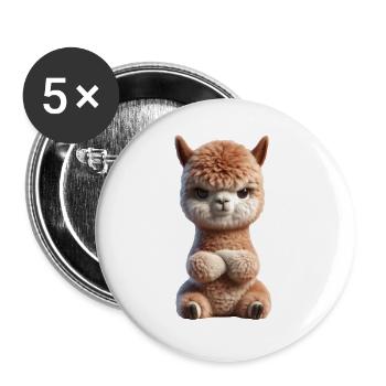 Alpaka grimmig 2 - Buttons groß 56 mm (5er Pack) - Weiß - Vorne