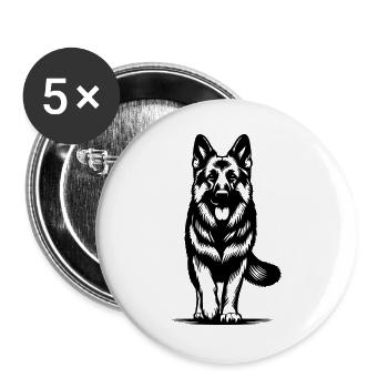 German Shepherd - Buttons large 2.2''/56 mm (5-pack) - white - Front