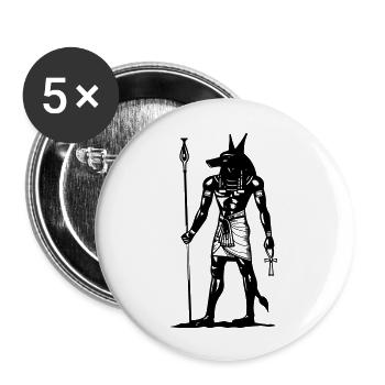 Silhouette d’Anubis Guardian - Lot de 5 grands badges (56 mm) - blanc - Devant
