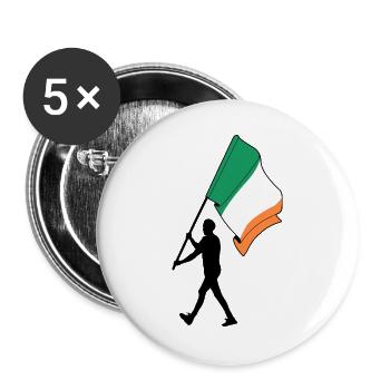 Flag Ireland Man Walking - Buttons large 2.2''/56 mm (5-pack) - white - Front