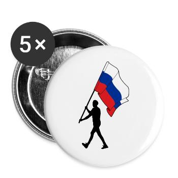 Flag Russia man walking - Buttons large 2.2''/56 mm (5-pack) - white - Front