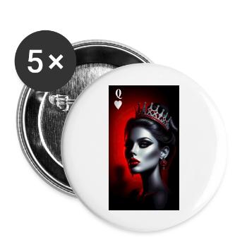 Rigged Poker - Dame de coeur - Lot de 5 grands badges (56 mm) - blanc - Devant